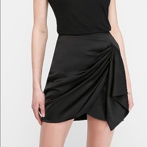 Satin drape front mini skirt